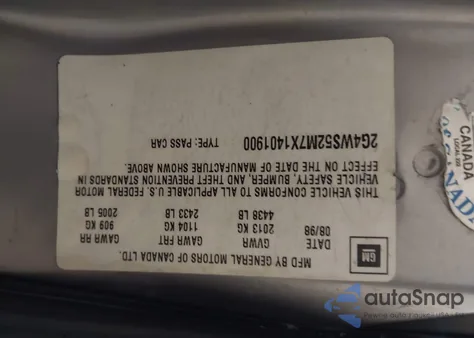 1999 Buick Century Custom from USA, damaged, VIN 2G4WS52M7X1401900